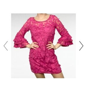 New Directions Vibrant Pink Floral Mini Dress